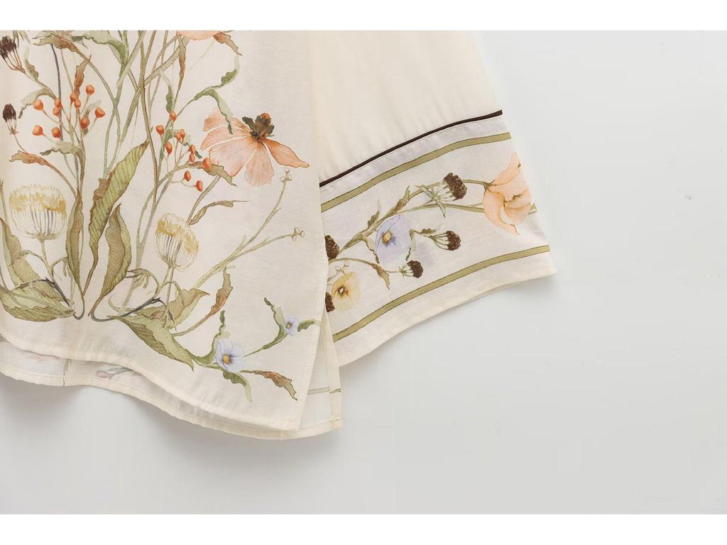 2025 Women's European & American Floral Long Sleeve Shirt and Pants Set