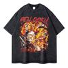 Nezuko T Shirts Vintage Washed Anime Kimetsu No Yaiba T-shirt Oversized Short Sleeve Demon Slayer Mitsuri Tokitou Tops Tees Men