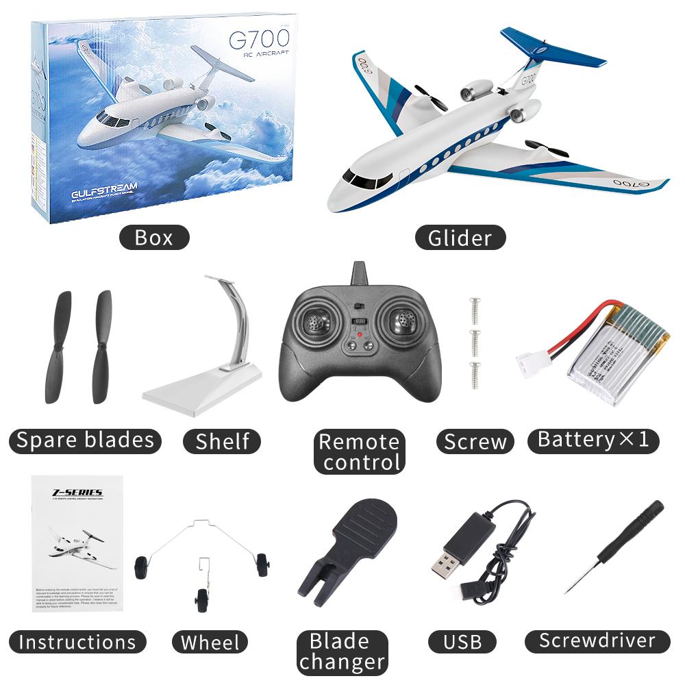 

G700 RC Plane 2.4G Remote Control Jet Airplane Gulfstream Private Jets EPP High-burst Dual-engine Glider Aircraft Toys for Kids білий
