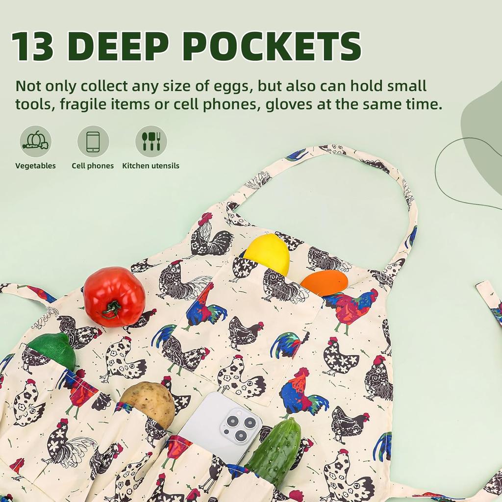2 Packs Egg Apron, Egg Collecting Apron for Chicken Duck Goose Eggs, Chicken Egg Apron for Housewife Farmhouse Kitchen Restaurant Parent-Child