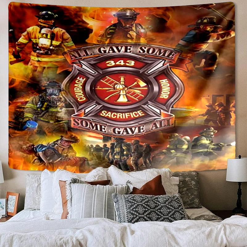 Firefighter Bravery In Action Tapestry Room Decoration Wall Hanging for Living Room Bedroom, dormitory, Birthday and Christmas gifts