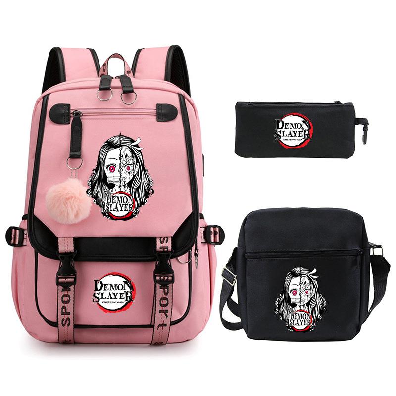 Riman peripheral printing fashion backpack cross-border campus primary and secondary school students schoolbag shoulder bag pencil bag three-piece set