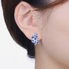 Orstarry Original 925 Sterling Silver Blue Iris Flower Earrings Women Hoop Earring Anniversary Jewelry Trendy Gifts