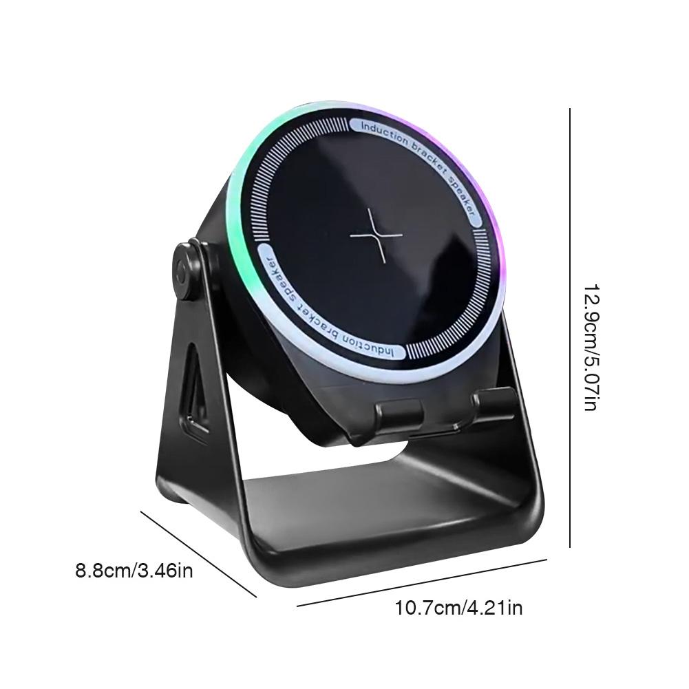 Cell Phone Stand W/ BT Speaker Stereo Sound Portable Bluetooth-compatible Speaker RGB Ambient Light for Home and Outdoors