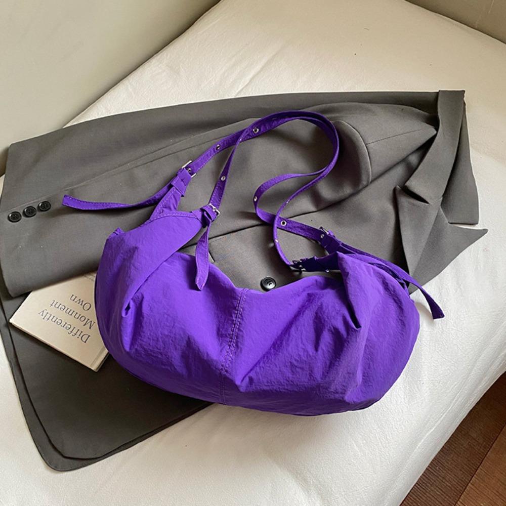 Lightweight Nylon Crossbody Bag Canvas Dumpling Bag Fashion Nylon Shoulder Bag Streetwear фиолетовый