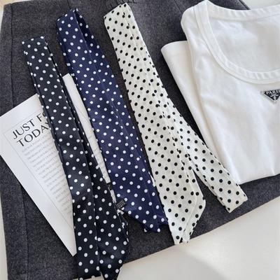 2025 Koreanischer Stil Tupfen Schal Krawatte Stirnband Gebundenes Haar, Damen High-End Schal, Herbst und Winter Dünner Halsschutzschal, Langer Streifen