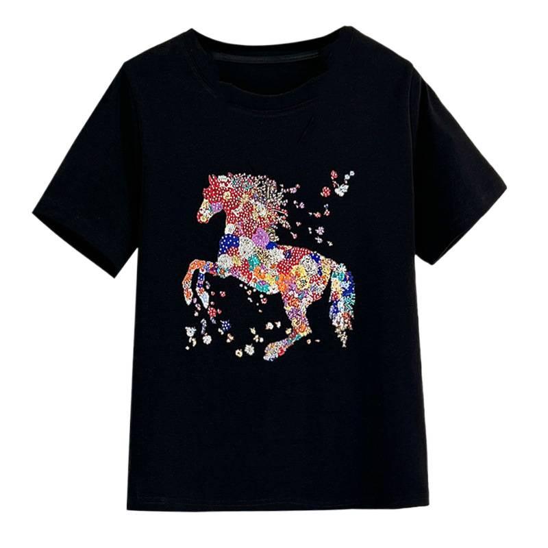 Plus Size Women's Short-Sleeve Casual Slimming T-Shirt - Summer Round Neck Versatile Top