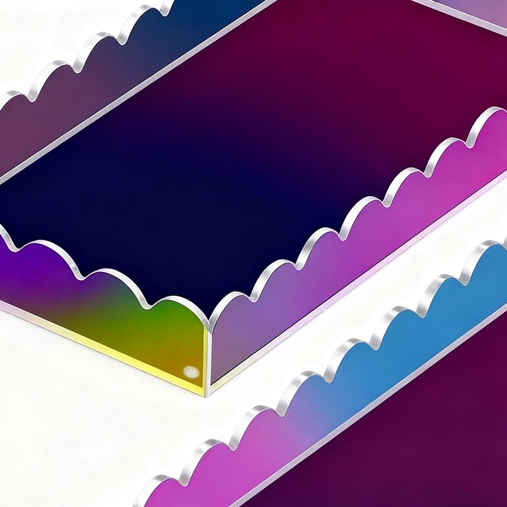 Acrylic Tray 2-Piece Scalloped Storage Vanity Tray Coffee Table Decor For Kitchen Vanity Nightstand Counter Home Decor Soap