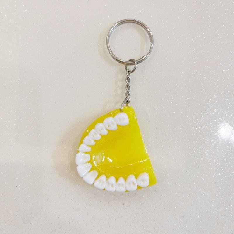 Fashion Tooth Keychain Resin Tooth Model Shape Keychain Unique Pendant Hanging Ornament Keyrings Gifts for Men Women