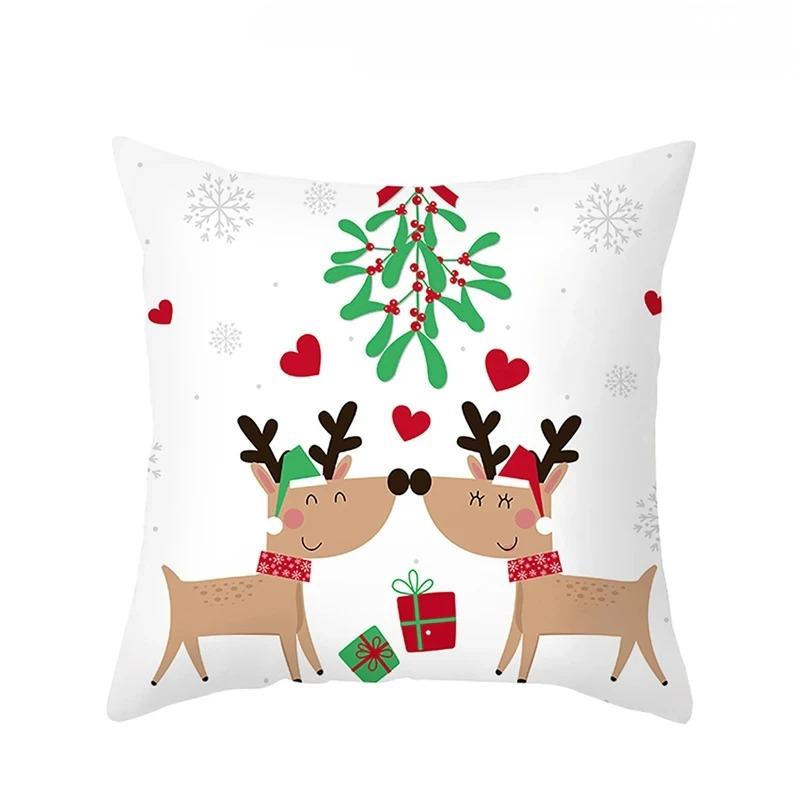 

1 шт. рождественская декоративная наволочка мультяшный узор Санта Клауса и снеговика диванная подушка для люкса домашнее украшение подарок 40x40cm
