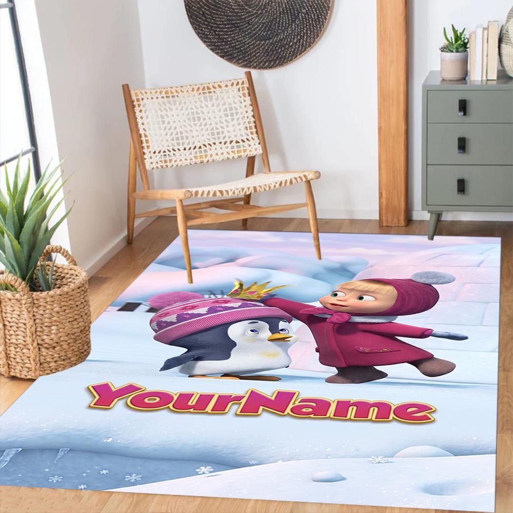 Masha Bear Customize Text Area Rug Suitable for Entryway Living Rooms Outdoor Hallway Antislip Carpet Office home decor Spiritual Gift