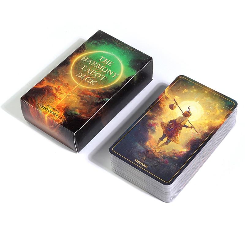 10,3*6cm Harmonický tarotový balíček 78 tarotových karet s jedinečným designem vytvořených harmonizací dvou světů umělé inteligence a lidské kreativity