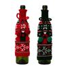 Cozy Knitted Christmas Wine Bottle Cover With Bright Bow And Cheerful Pom Poms For Parties