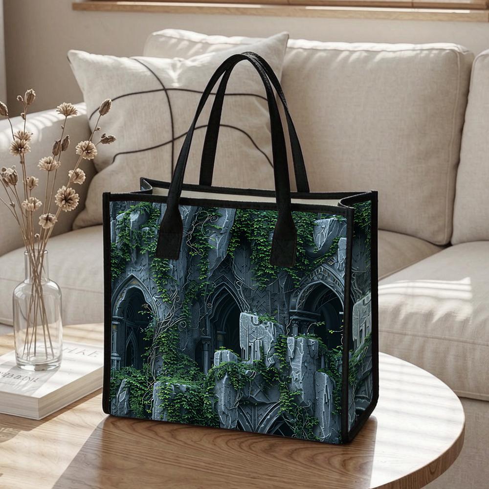 Gothic Ruin Ivy Printed Fashion Daily Tote Bag Casual Large Capacity Carry Bag For Outdoor Shopping Commute