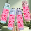 1PC Pink Red Heart Love Pattern Print 750ml Color Plastic Sports Water Bottle Leakproof Flip Straw Lid Suitable for Sports Office Home Use