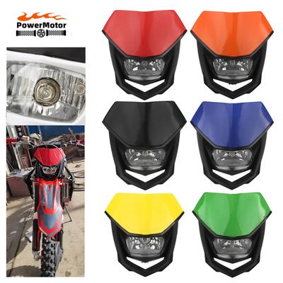 Motorcycle Dirt Bike Halogen Headlight Plate For Honda Kawasaki Yamaha Moto Universal Accessories Head Light Enduro Headlamp