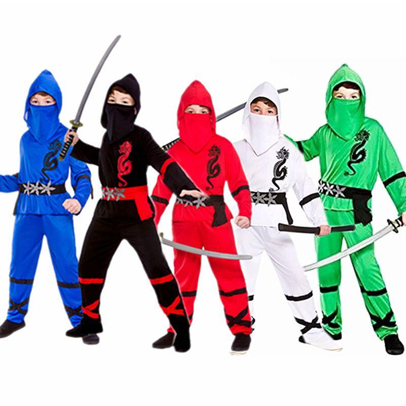 Ninja Power Boys Costume Martial Arts Japanese Samurai Warrior Dress Fancy