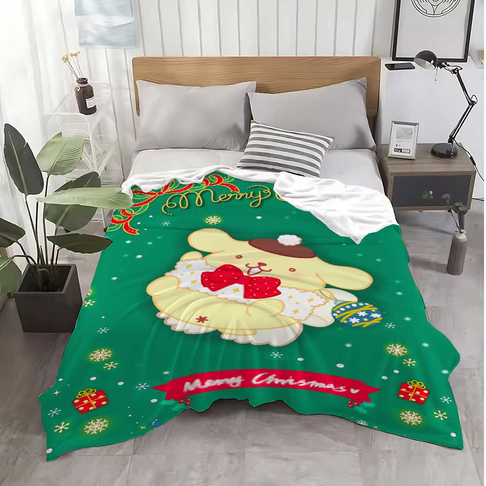 Christmas PomPomPurins Shaggy Throw Blanket for Sofa Warm Winter Blankets Home Bedroom Decoration Bedspread on the Bed Knee Nap