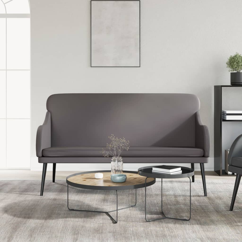 Grey Bench 110 x 76 x 80 cm Faux Leather