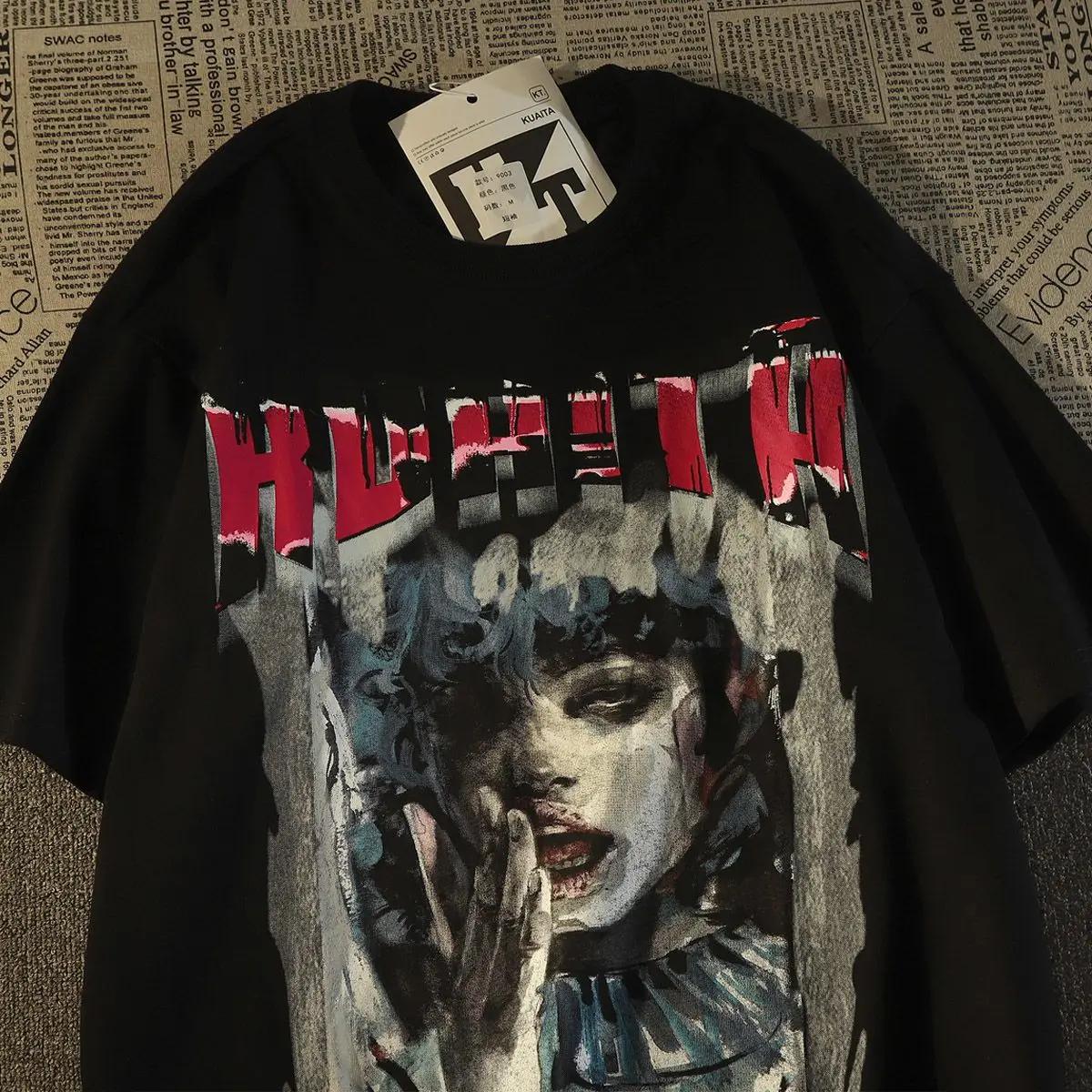 

Чоловіча футболка літня пляжна футболка Harajuku повсякденна вільна з круглим вирізом негабаритних жінок Y2K короткий рукав топи пляжні футболки мода ретро друк XXXXXL чорний