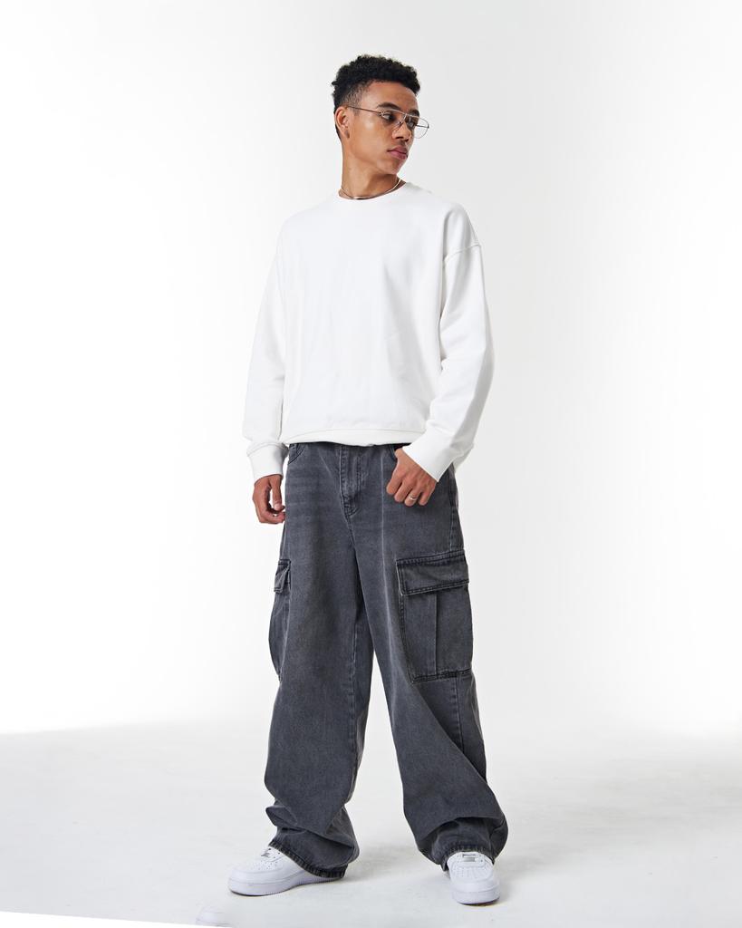 Dibsenseu Rise Wide Cargo Denim D500 - Black