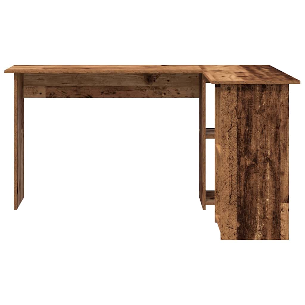 Corner Desk with Shelf Reclaimed Wood Look 142 x 102 x 73 cm Particleboard