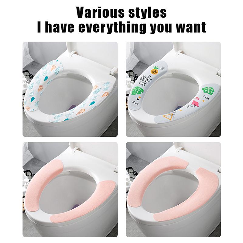 2Pc/Set Universal Toilet Seat Cover Soft Wc Paste Toilet Sticky Seat Pad Washable Bathroom Seat Lid Cover Pad Cushion