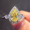 925 Sterlingsilber Ehering für Damen Luxus Gelb Rosa Zirkon Edelsteinringe Echtschmuck Großhandel