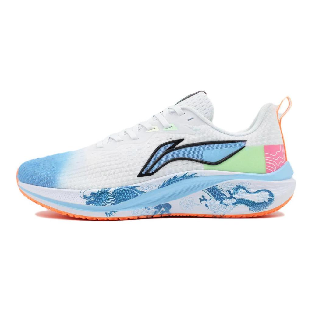 Li Ning Cushioning Slip Resistant Abrasion Resistant Low top Running Shoes Men's Blue Pink ARPU003-14(Team205--)