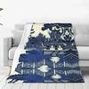 Starožitné Willow Ware Orientální Toile Deky Sametové Jarní Modré Delft Víceúčelové Tenké Přehozy na Postel Auto Koberec Kus