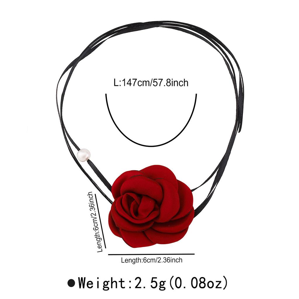 Sweet Fabric Colorful Flower Neck Chain Female Ins Wind Bow Rope Necklace Collarbone Chain Choker