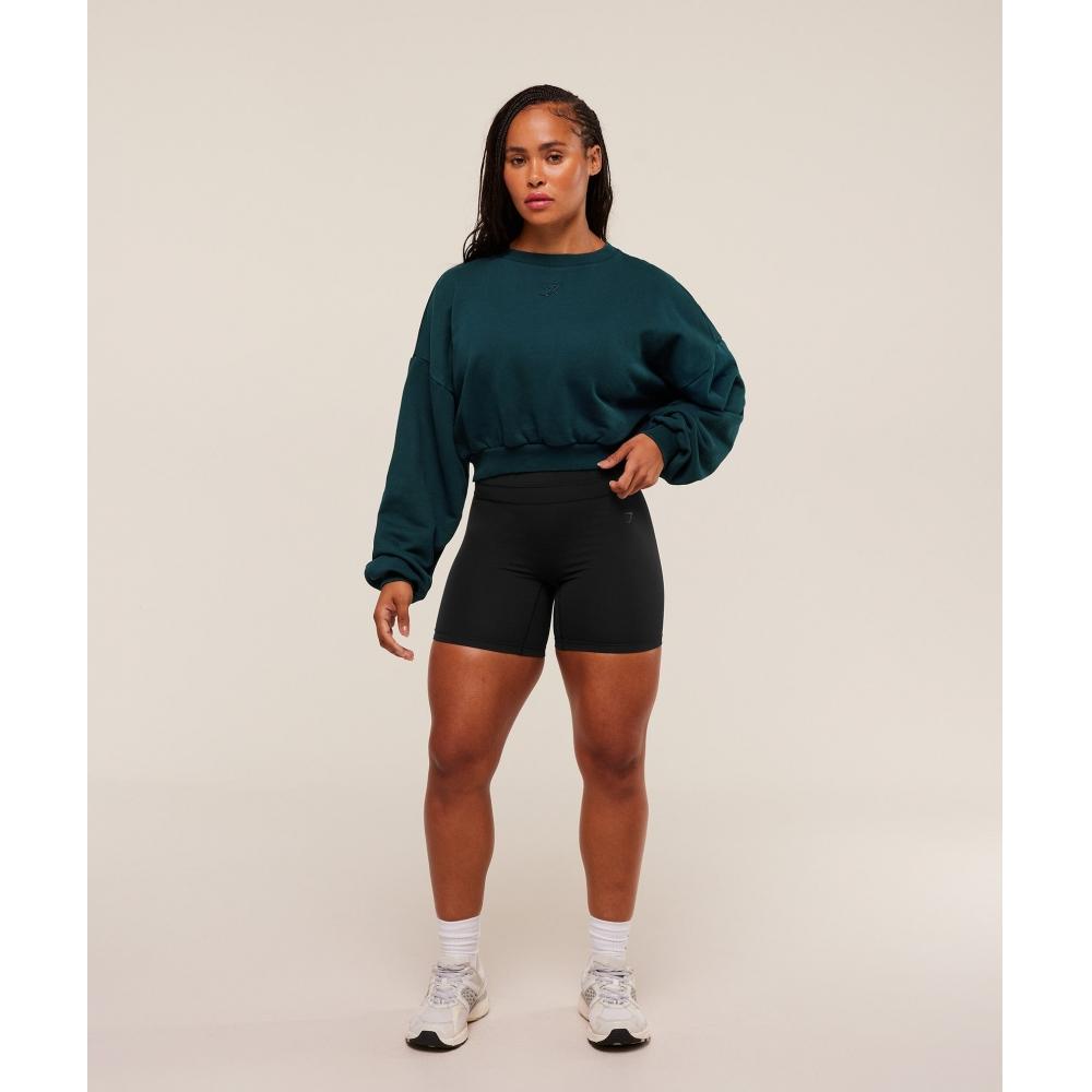 Gymshark Power Washed Sweat Top Deep Petrol Blue Acid Wash Small Ball B4c5c Ud04