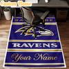 Custom Name football Ravens Logo Rug Office Rug Chair Mat Non Slip Carpet Rugs for Bedrooms Dining Room Living Room Home Decor gifts