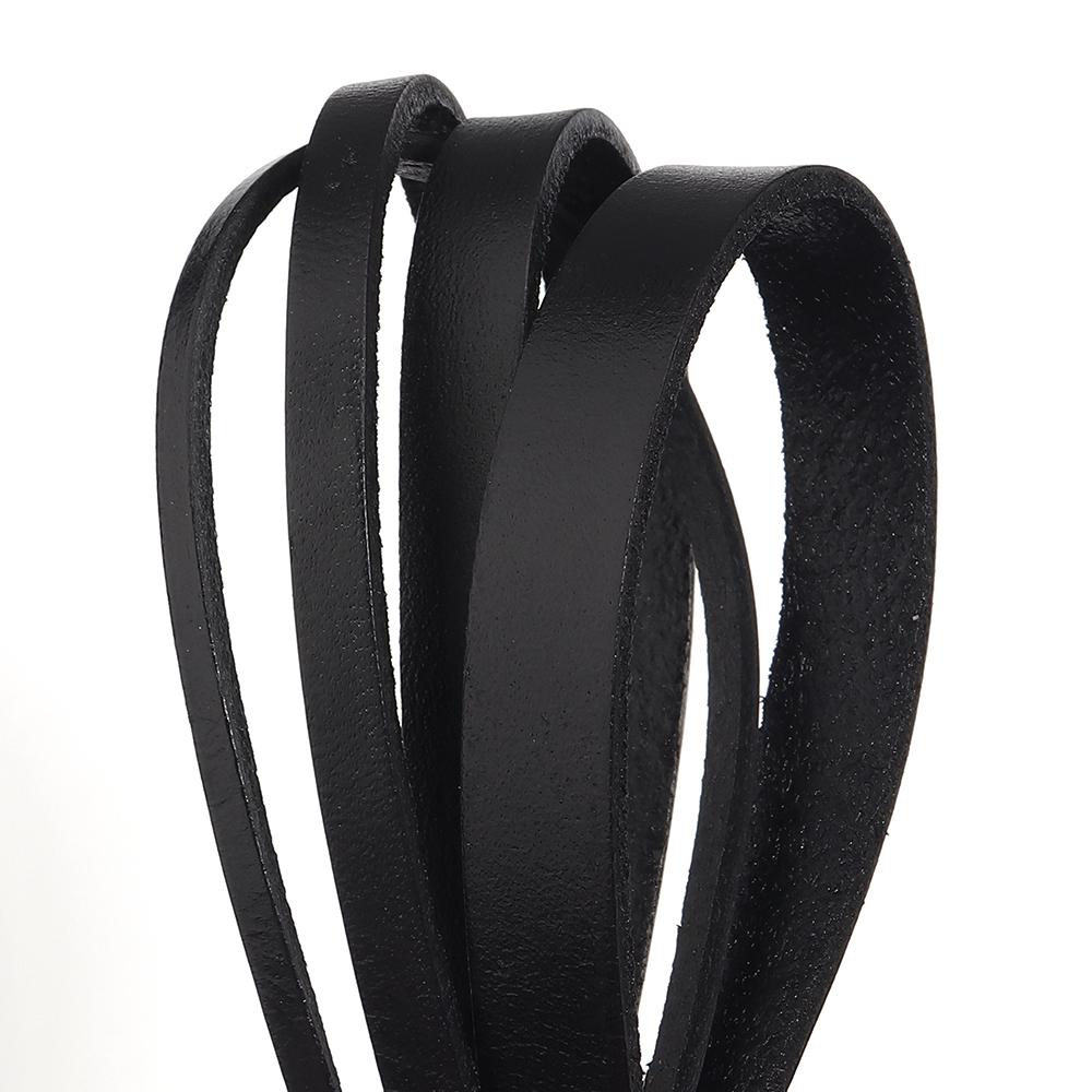 2-5Yards Genuine Cow Leather Cord Retro Black Flat Leather String Rope For DIY Jewelry Making Necklace Bracelets Accessories