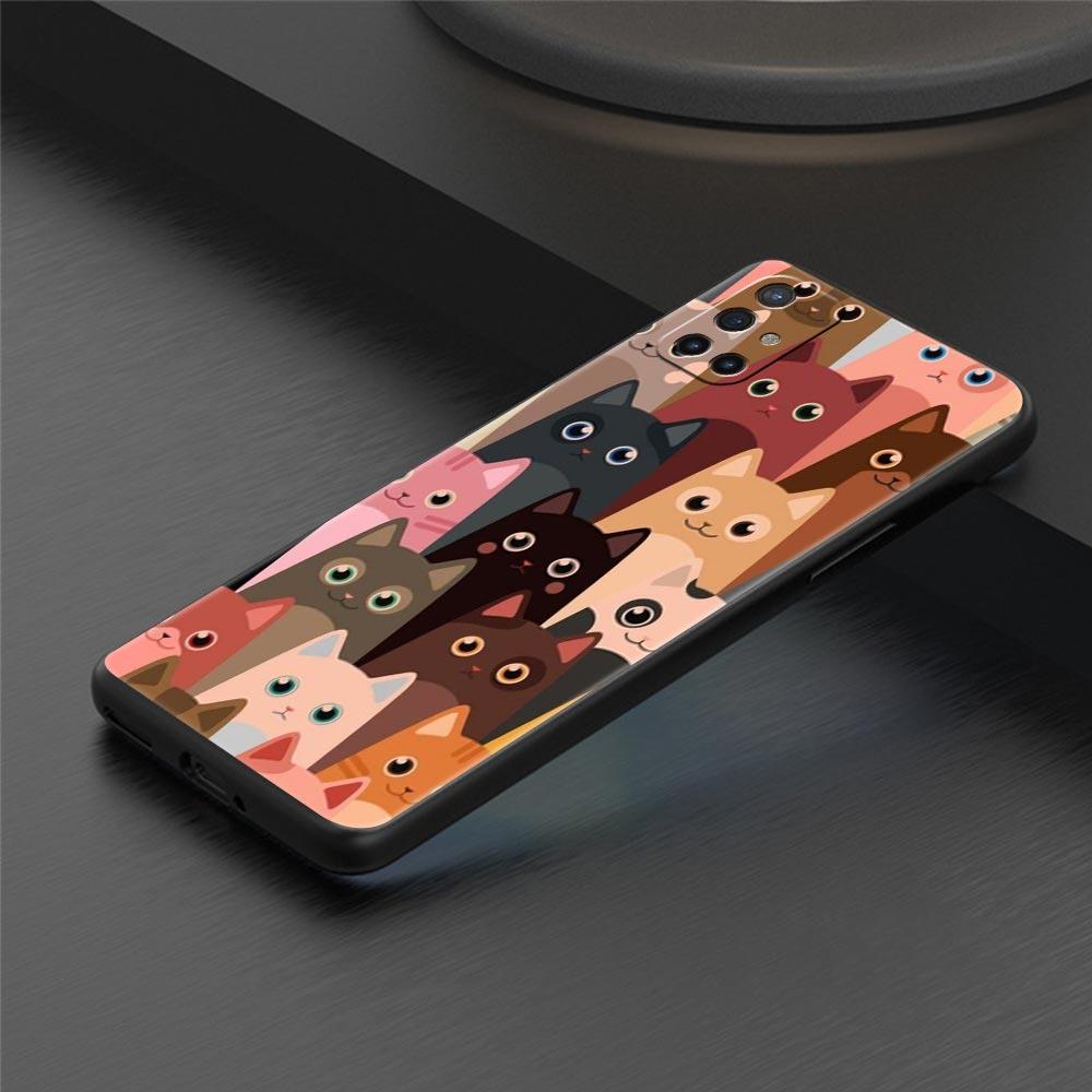 Cartoon Cats Background For OnePlus 10 Pro 9 8T 8 Nord N10 7 7T 9R Phone Case For 1+ Nord 2T CE 2 N100 N200 Z 5G Black Cover