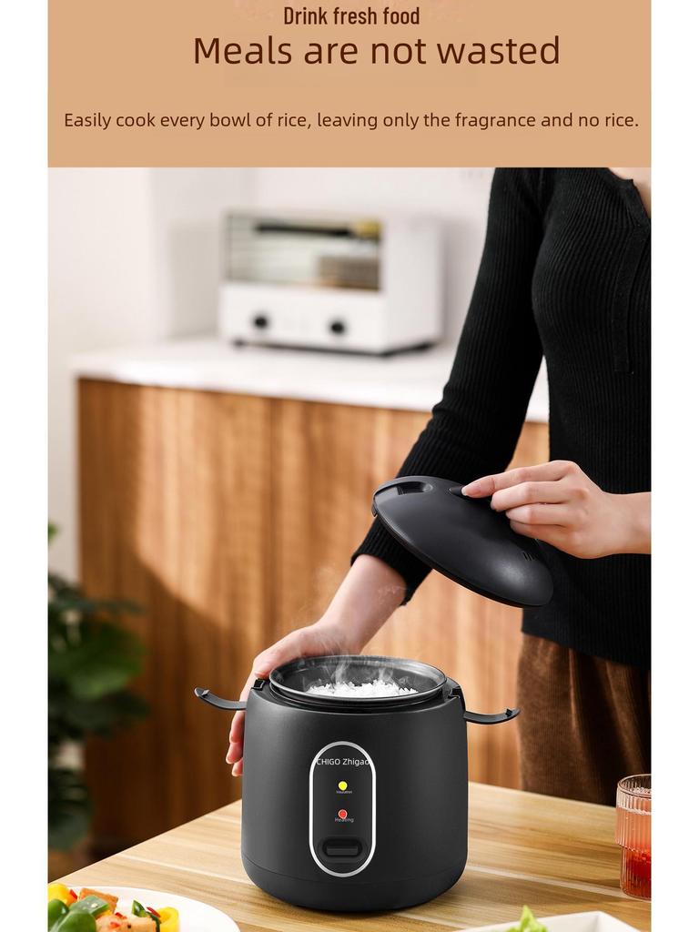 Chigo Mini Rice Cooker - Low Power, Non-Stick, Ideal for 1-2 People, Perfect for Dorms and Small Spaces