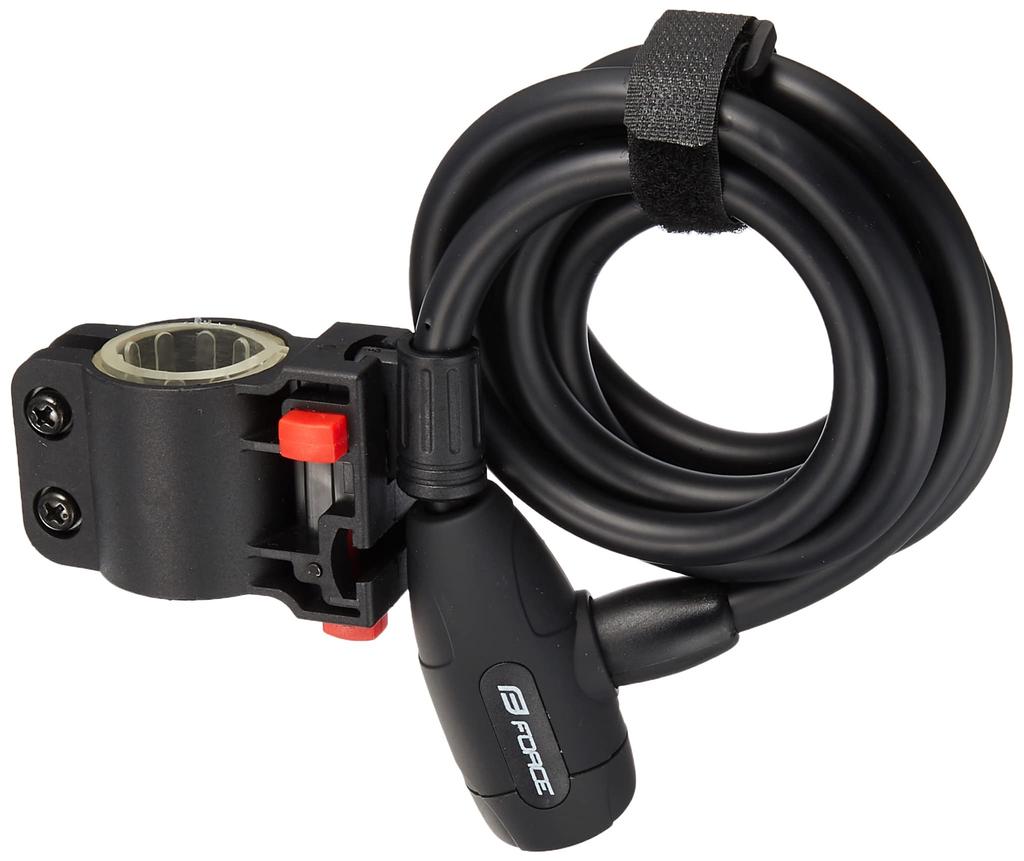 FORCE Bicycle Coil Wire Lock with 10mm Wire Diameter X 180cm 80015 Bracket, Black, Length,