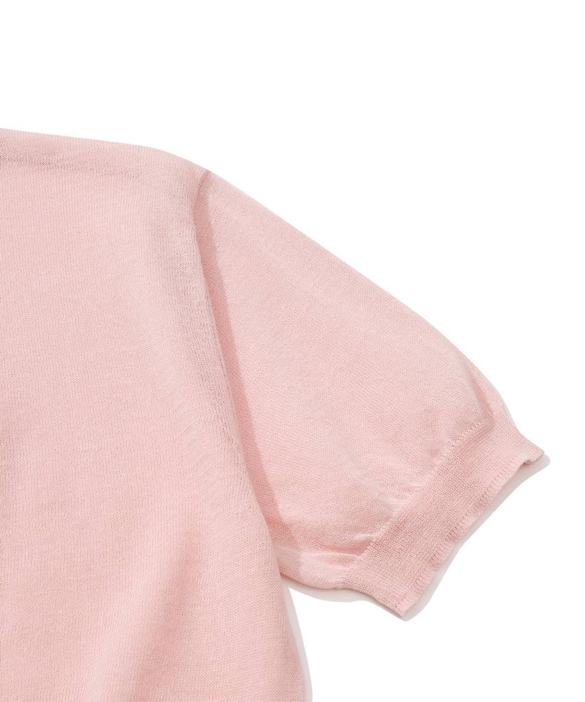COVERNAT WOMAN Sheer Collar Crop Half Knit Light Pink