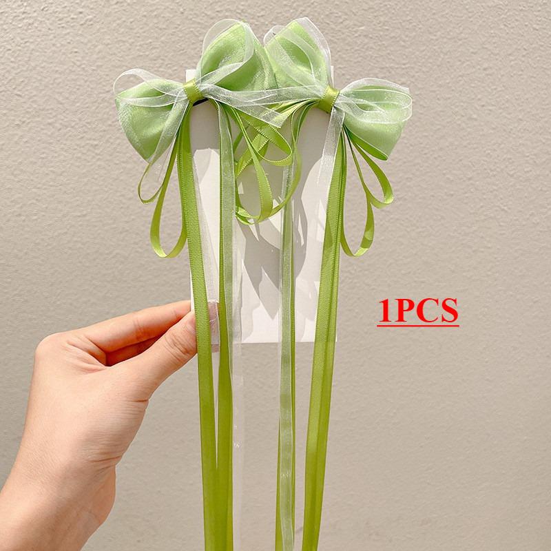 Solid Color Fabric Bow Ribbon Hair Cloth Braided Girl High Value Tassel Hairpin Girl Fashion Hairpin Hair Accessories
