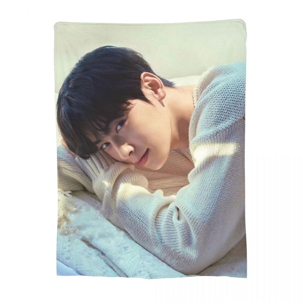 Comfort CHA EUN WOO Kpop ASTRO Blanket Accessories Bedding Decorative Throw Blankets Lightweight Thin Fleece for Bedroom
