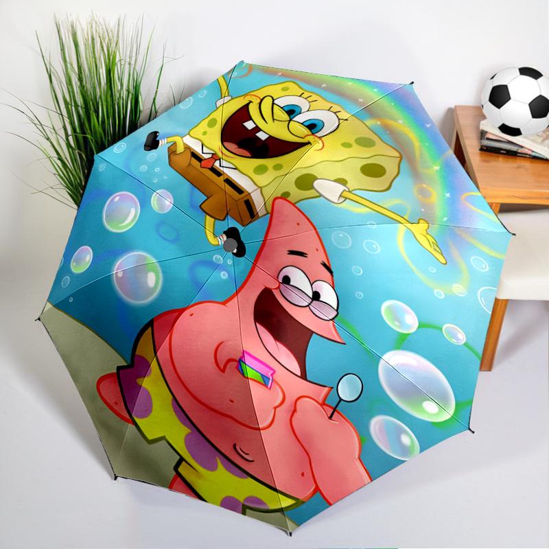 Sponge Expressions Pattern Umbrella Folding umbrella, automatic umbrella 8-Frame for Travel, camping Use Gift for Halloween Christmas