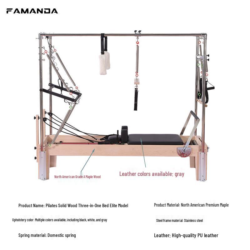 FAMANDA Pilates 3-in-1 Solid Wood Core Bed - Multifunctional Fitness Equipment for Home and Commercial Use