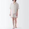 MUJI Naturally Derived Cool Touch Lyocell Hemp Short Sleeve Pajamas FDB06A3S Light Gray Stripe XL Women's