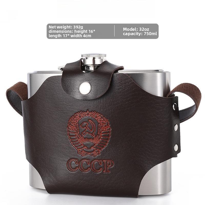 304 Edelstahl flacher Weinkrug, tragbare Outdoor Metall Weinflasche Weinglas Weinset