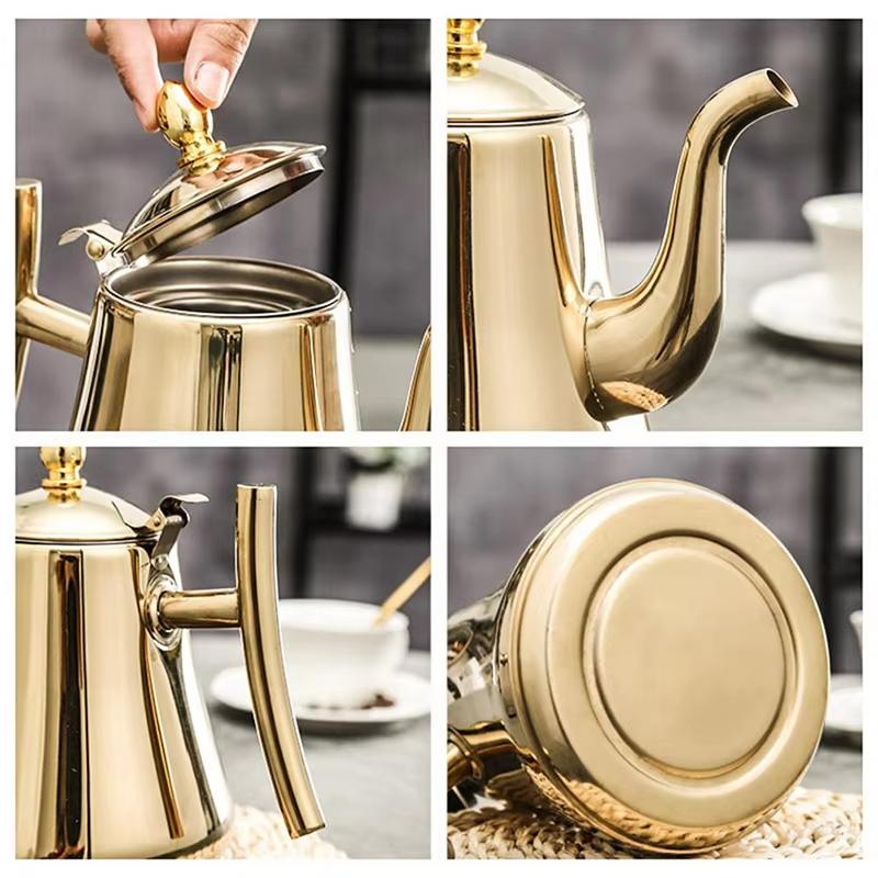 1.0L/1.5L/2.0L Thickened Stainless Steel Teapot Hotel Restaurant Household Induction Cooking Flower Tea Pot