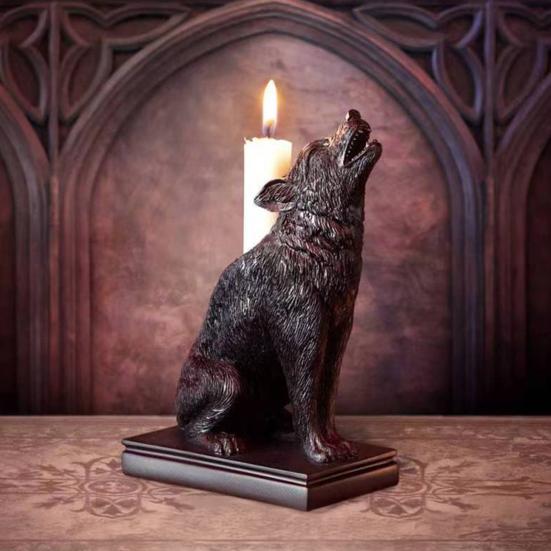 Gothic Style Night Elf Candlestick Ornament Bat Wolf Crow Owl Shape Resin Fireplace Candle Accent Hotel Room Decor
