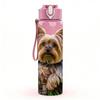 1PC Yorkshire Terrier Dog Print 750ml Color Plastic Sports Water Bottle Leakproof Flip Straw Lid Suitable for Sports Office Home Use