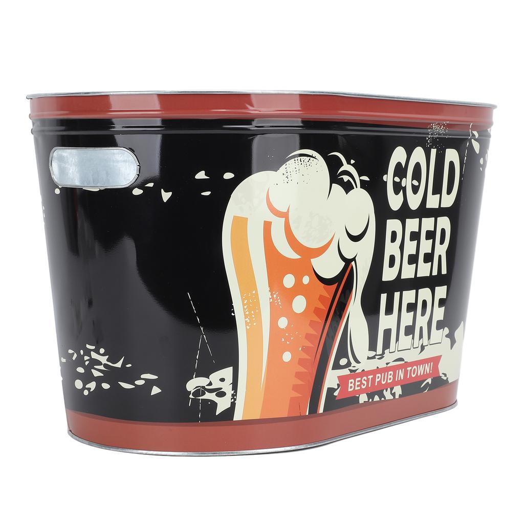 Oval Ice Bucket Tinplate Large Drink Cooling Beverage Tub Ice Container for Party Beer Champagne Cocktails
