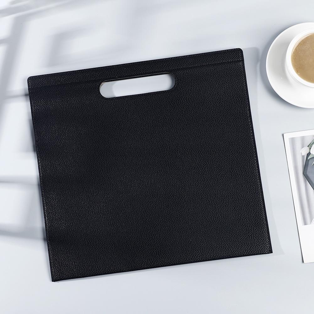 Litchi Grain Leather Laptop & Document Bag, A4 File Storage, Office Archive Bag