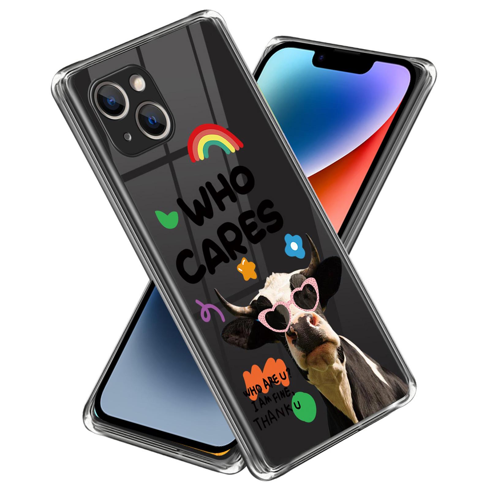 

Pattern Printing Phone Case for iPhone 14,Anti-drop TPU Mobile Phone Cover Cow/Who Cares